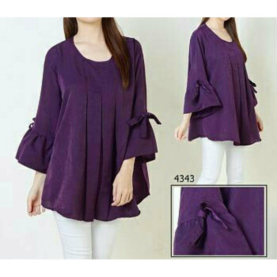 FASHION FLOWER-BLOUSE JUMBO WANITA | BLOUSE JUMBO | ATASAN WANITA | KEMEJA WANITA | JUMBO BATIK | BIG SIZE | UKURAN JUMBO | FASHION WANITA | PAKAIAN WANITA | BLOUSE JUMBO POLOS WANITA SALWA FIT.XXXL (LD 120CM,PJG 75CM)