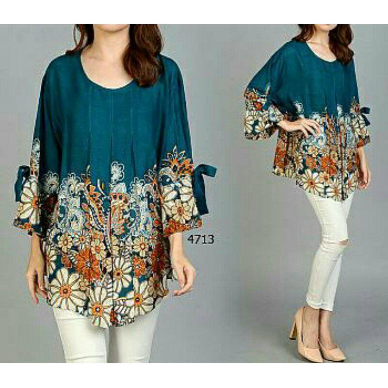 FASHION FLOWER-BLOUSE JUMBO WANITA | BLOUSE JUMBO | ATASAN WANITA | KEMEJA WANITA | JUMBO BATIK | BIG SIZE | UKURAN JUMBO | FASHION WANITA | PAKAIAN WANITA | BLOUSE JUMBO WANITA SALWA PAISLEY FIT.XXXL (LD 120CM,PJG 75CM)