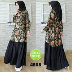 FASHION FLOWER-DRESS JUMBO | MAXI JUMBO | MUSLIM WEAR | DRESS WANITA | BUSANA MUSLIM | FASHION WANITA | PAKAIAN WANITA | BIG SIZE | DRESS MAXI WANITA NURIDA FIT XXL (LD 110CM,PJG 138CM)