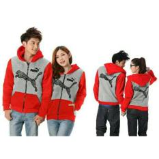 FASHION FLOWER-JAKET PASANGAN | BAJU COUPLE | JAKET COUPLE | FASHION JAKET | JAKET COUPLE HOODIE | FASHION COUPLE | BAJU KEMBARAN | JAKET COUPLE HOODIE SUPER TIGER-ABU MERAH (COWOK DAN CEWEK)