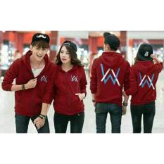 FASHION FLOWER-JAKET PASANGAN BAJU COUPLE JAKET COUPLE FASHION JAKET JAKET COUPLE HOODIE JAKET COUPLE HOODIE ALAN WALKER-MAROON (COWOK DAN CEWEK)