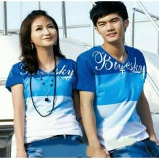 FASHION FLOWER-KAOS PASANGAN KAOS COUPLE BAJU COUPLE COUPLE BLUESKY V-NECK (COWOK DAN CEWEK)