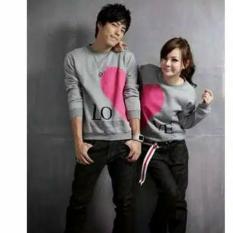 FASHION FLOWER-BAJU COUPLE KAOS PASANGAN KAOS COUPLE LOVE VALENTINE LP-ABU (COWOK DAN CEWEK)
