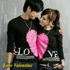 FASHION FLOWER-BAJU PASANGAN KAOS COUPLE KAOS PASANGAN LOVE VALENTINE LP-HITAM (COWOK DAN CEWEK)