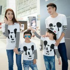FASHION FLOWER-BAJU KELUARGA KAOS FAMILY FAMILY COUPLE MOUSE WHITE KOMBINASI SALUR LP 2 ANAK (AYAH.IBU.ANAK2)