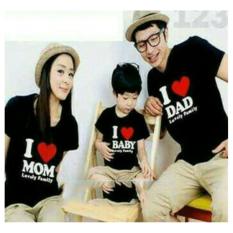 FASHION FLOWER-BAJU KELUARGA KAOS FAMILY FAMILY COUPLE LOVE DAD MOM 1 ANAK-HITAM (AYAH.IBU.ANAK)