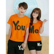 FASHION FLOWER-KAOS PASANGAN KAOS COUPLE BAJU COUPLE FASHION COUPLE KAOS COUPLE YOU ME-ORANGE (COWOK DAN CEWEK)