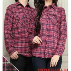 FASHION FLOWER-KEMEJA PASANGAN KEMEJA COUPLE BAJU COUPLE COUPLE FLANEL COUPLE KOTAK FLANEL FF134-MAROON (COWOK DAN CEWEK)