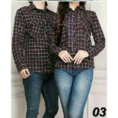 FASHION FLOWER-KEMEJA PASANGAN KEMEJA COUPLE BAJU COUPLE COUPLE FLANEL COUPLE KOTAK FLANEL FF138-BLACK (COWOK DAN CEWEK)