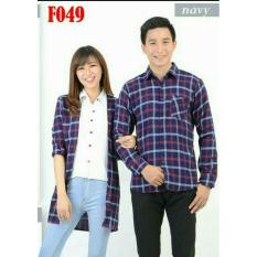 FASHION FLOWER-KEMEJA PASANGAN KEMEJA COUPLE BAJU COUPLE COUPLE FLANEL FASHION COUPLE KEMEJA COUPLE KOTAK FLANEL F049-NAVY (COWOK DAN CEWEK)