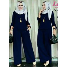 FASHION FLOWER-STELAN WANITA PAKAIAN WANITA PAKAIAN HIJAB MUSLIM WEAR ATASAN+CELANA STELAN FASHION STELAN WANITA LEVITA SET KULOT-NAVY (ATASAN + CELANA)
