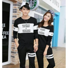 FASHION FLOWER-SWEATER PASANGAN | SWEATER COUPLE | BAJU COUPLE | COUPLE EVERY MOMENT LP-BLACK WHITE (COWOK DAN CEWEK)
