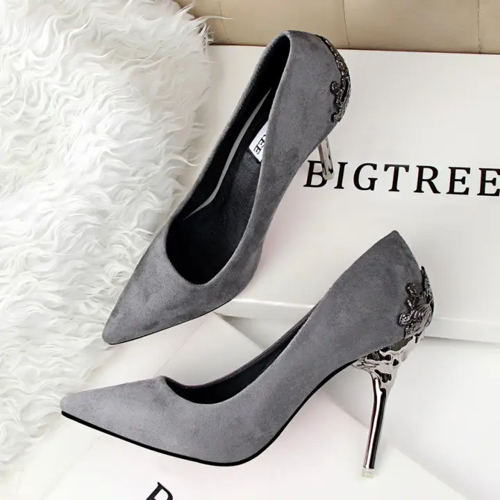 ladies grey heels