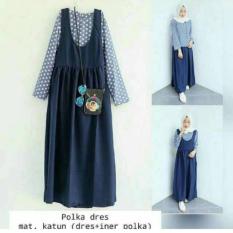 Fashion Hijab Remaja Murah Polkadot Overall Set Murah Fashion Muslim Set Inner Dan Rok Kodok