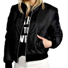 fashion jaker bomber wanita hitam-keren