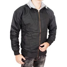 Fashion - Jaket DC Parasut Simple Bolak Balik - Abu-abu Muda - Hitam keren