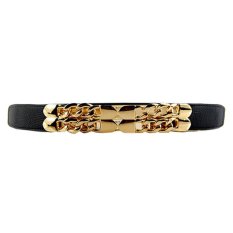 Fashion Joker Hollow Out Adonan Goreng Twist Logam Sabuk Pinggang Punk Elastic Force Sabuk Pinggang Hitam