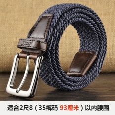 Fashion Joker Leisure Sabuk Pria Kanvas Sabuk Tenun Pin Gesper Elastis Elastis Belt Muda Han Edisi Kencang-Intl