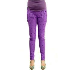 Fashion Korea Wanita Hamil Haren Perut Celana Kitty Pensil Pencetakan Pants Leisure Plus Ukuran Nyaman Celana Bersalin-Ungu- INTL