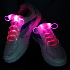 Fashion LED Tali Sepatu Tali Sepatu Flash Lighting Glow Stick Strap Tali Sepatu Pesta Malam Pink-Intl