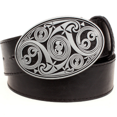 Busana Pria Belt Round Swirl Metal Buckle Ikat Pinggang Sederhana Pola Tidak Beraturan Logam Berat Sabuk Gaya Punk Rock Kinerja Girdle -Intl