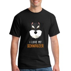 Fashion Mens Crewneck I Love My Schnauzer Pria T Shirts Tee Shirts Mens Baru Kedatangan Lengan Pendek Pakaian Pria Murah T Shirts Online Black-Intl
