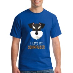 Fashion Mens Crewneck I Love My Schnauzer Pria T Shirts Tee Shirts Mens Baru Kedatangan Lengan Pendek Pakaian Pria Murah T Shirts Online Blue-Intl