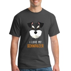 Fashion Mens Crewneck I Love My Schnauzer Pria T Shirts Tee Shirts Mens Baru Kedatangan Lengan Pendek Pakaian Pria Murah T Shirts Online Arang-Intl