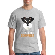 Fashion Mens Crewneck I Love My Schnauzer Pria T Shirts Tee Shirts Mens Baru Kedatangan Lengan Pendek Pakaian Pria Murah T Shirts Online Grey-Intl