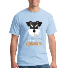 Modis Pria Crewneck I Cinta My Schnauzer Pria T Kaus Kaus Kemeja Pria Baru Arrival Lengan Pendek Pakaian Pria Murah kaus Online Biru Muda-Internasional