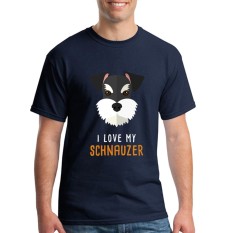 Fashion Mens Crewneck I Love My Schnauzer Pria T Shirts Tee Shirts Mens Baru Kedatangan Lengan Pendek Pakaian Pria Murah T Shirts Online Navy Blue-Intl