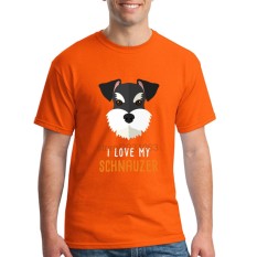 Fashion Mens Crewneck I Love My Schnauzer Men T Shirts Tee Shirts Mens New Arrival Short Sleeve Clothes Mens Cheap T Shirts Online Orange - intl