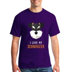 Fashion Mens Crewneck I Love My Schnauzer Pria T Shirts Tee Shirts Mens Baru Kedatangan Lengan Pendek Pakaian Pria Murah T Shirts Online Ungu-Intl