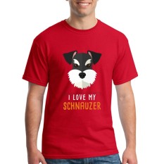 Fashion Mens Crewneck I Love My Schnauzer Pria T Shirts Tee Shirts Mens Baru Kedatangan Lengan Pendek Pakaian Pria Murah T Shirts Online Red-Intl