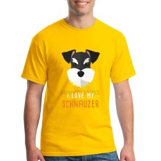 Fashion Mens Crewneck I Love My Schnauzer Pria T Shirts Tee Shirts Mens Baru Kedatangan Lengan Pendek Pakaian Pria Murah T Shirts Online Kuning-Intl