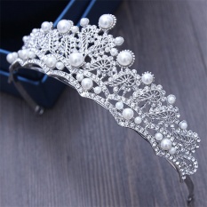 Fashion Baru Mutiara Berkilau Bridal Wedding Tiara Crown Bride Bulang Wanita Kontes Prom Queen Crown King Hair Dekorasi-Intl