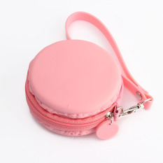 Fashion Baru Wanita Lucu Macaron Silikon Tahan Air Tas Kantong Tas Dompet Koin Berwarna Merah Muda BARU-Internasional