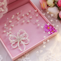 Mutiara Imitasi Bunga Hiasan Kepala Pengantin Busana Gaun Pernikahan Accesory-Internasional