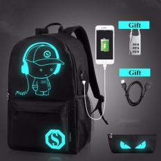 Fashion School Backpack Siswa Luminous Animasi Tas Sekolah untuk Remaja USB Charge Ransel Laptop Santai Perjalanan