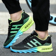 Fashion sneakers men Blade breathable air cushion running shoes Han edition men's shoes leisure boom (green)