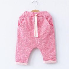 Fashion Musim Semi Musim Panas Anak Casual Pocket Baggy Pants Pinggang Elastis Solid Roll Up Celana-Intl