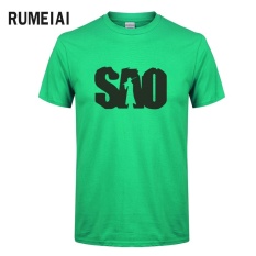 Fashion Sword Art Online T Kemeja Pria Kapas Streetwear Sao T-shirt Pria Top Kaus Lucu Tops Hip Hop Merek Clothing (hijau) -Intl