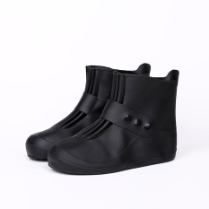 Fashion Sepatu Waterproof Cover Wanita Pria Hujan Salju Boots Sepatu Covers Waterproof Tahan Hujan Antiskid Plastik Plastik Tebal Rain Boots Cover (warna: Hitam)-Intl