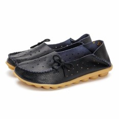 Fashion Women Big Size Hollow Out Star Lace Up Soft Leather Multi-Way Shoes Boat Shoes Loafers