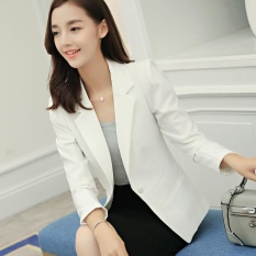 Fashion Wanita Jaket Blazer Baju Musim Semi Musim Gugur Satu Tombol Perempuan Wanita Blazer (Putih)