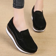 Modis Wanita Ukuran Besar Rocker Tunggal Suede Kasual Wedge Sepatu-Internasional