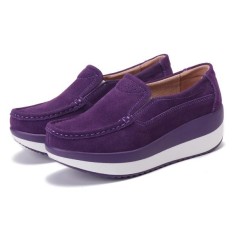 Fashion Wanita Ukuran Besar Rocker Sole Suede Casual Wedges Sepatu-Intl