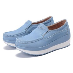 Fashion Women Large Size Rocker Sole Suede Slip On Casual Wedges Shoes - intl