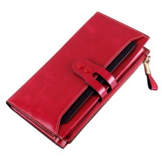 Fashion Wanita Dompet Kulit Asli Kualitas Tinggi Panjang Desain Buckle Handbag Colorful Indah Dompet Elegan Warna: Hitam-Intl
