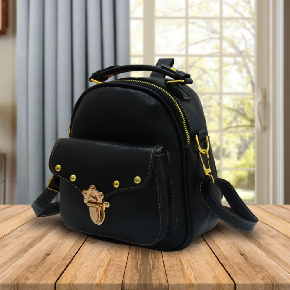 Fashionity Errika Mini  backpack 0800 FB - Tas Wanita - 2 Fungsi - Tas Ransel - Tas Selempang / Crossbody - Terlaris 2018 - Hitam